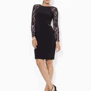Ralph Lauren Little Black Dress Stretch Sequin Lace